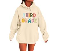 Women's Jumper Light Blue Stylish Hoodie and Sweatshirts for Back to School. Classic Crew Neck Design with Unique Patterns. Perfect for Spring and Festival Clothing Women, beige, S