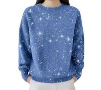 Womens Jumper Sequin Printed Sweaters Sparkly Jumpers Shimmer Glitter Loose Sweatshirts Classic Cable Knit Long Sleeve Lightweight Ladies Festival Party Knitted Pullover Knitwear (Sky Blue, S)