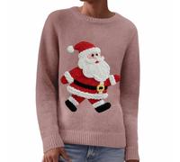 Womens Jumper Warm, Festive Print Knitted Pullover Sweater Cozy Long Sleeve Round Neck Top For Women Holiday Casual Winter Wear