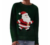 Womens Jumper Warm, Festive Print Knitted Pullover Sweater Cozy Long Sleeve Round Neck Top For Women Holiday Casual Winter Wear