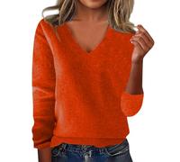 Women's Jumpers Autumn Fine Knit Pullover Lightweight Long Sleeves Solid Color V-Neck Knitwear Comfortable Casual Basic Tunic Tops Fall Outfits