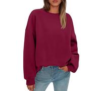Womens Jumpers Baggy Long Sleeve Crew Neck Pullover Top | Long Sleeve Sweatshirts Stretchable Y2K Solid Sweatshirts Without Hood Autumn Winter Workout Work Pullover