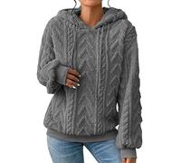 Womens Jumpers Black Zip Up Hoodie Jumpers 30Th Birthday Gifts for Women Bohemian Women's Solid Plush Spliced Women's New Solid Hooded Thickened Jacquard Long Sleeve Sweater Coat Top Sale Promotion
