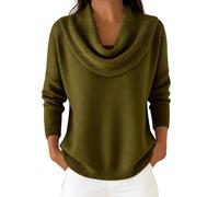 Women's Jumpers Cowl Neck Jumper Basic Casual Fall Winter Long Sleeve Tops Lightweight Warm Pullover Solid Color Sweater Soft Comfy Knitwear Stylish Tunics Ladies Cozy Top Shirts Going Out