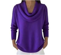 Women's Jumpers Cowl Neck Jumper Basic Casual Fall Winter Long Sleeve Tops Lightweight Warm Pullover Solid Color Sweater Soft Comfy Knitwear Stylish Tunics Ladies Cozy Top Shirts Going Out