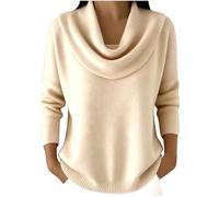 Women's Jumpers Cowl Neck Jumper Basic Casual Fall Winter Long Sleeve Tops Lightweight Warm Pullover Solid Color Sweater Soft Comfy Knitwear Stylish Tunics Ladies Cozy Top Shirts Going Out
