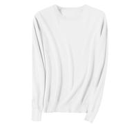Women's Jumpers Crew Neck Knitwear Plain Elegant Casual Tunic Blouses Long Sleeve Fall Winter Clothes Comfort Stretchy Dressy Sweatshirt Outdoor Office Workout Shirts Ladies Tops Sweater White