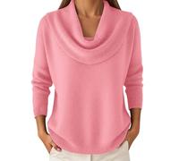 Women's Jumpers Elegant Retro Soft Triangle Neck Solid Color Sweater Top Winter Fleece Cozy Jumper Long Sleeved Knit Pullover Clothing Fashion Fall Outfits