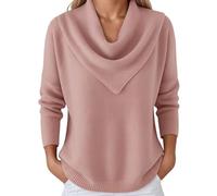 Women's Jumpers Elegant Retro Soft Triangle Neck Solid Color Sweater Top Winter Fleece Cozy Jumper Long Sleeved Knit Pullover Clothing Fashion Fall Outfits