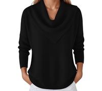 Women's Jumpers Elegant Retro Soft Triangle Neck Solid Color Sweater Top Winter Fleece Cozy Jumper Long Sleeved Knit Pullover Clothing Fashion Fall Outfits