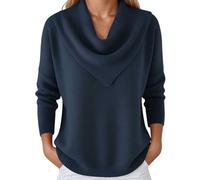 Women's Jumpers Elegant Retro Soft Triangle Neck Solid Color Sweater Top Winter Fleece Cozy Jumper Long Sleeved Knit Pullover Clothing Fashion Fall Outfits