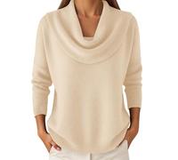 Women's Jumpers Elegant Retro Soft Triangle Neck Solid Color Sweater Top Winter Fleece Cozy Jumper Long Sleeved Knit Pullover Clothing Fashion Fall Outfits