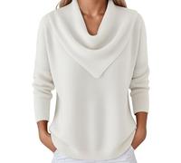 Women's Jumpers Elegant Retro Soft Triangle Neck Solid Color Sweater Top Winter Fleece Cozy Jumper Long Sleeved Knit Pullover Clothing Fashion Fall Outfits