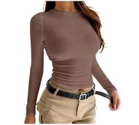 Women's Jumpers Fashion Stretchy Fabric Soft Womens Tops Sweaters Crew Neck Casual Ladies Sweatshirt Simple Fall Winter Form-Fitting Cashmere Blouse Long Sleeve Tops Women Solid Comfy Pullover