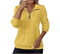 Womens Jumpers Knit Cable Sweatshirts for Women UK Lapel Half Zip Pullover Polo Neck Long Sleeve Lightweight Warm Winter Autumn Sweaters Christmas Jumpers Office Work Daily Going Out Wear