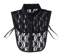 Women's Jumpers Knitwear Thermal Tops 2025 Women's Lace Wooden Trim False Collar Autumn Winter Sweater Decorated Collar Shirt Party Costume Xmas Outfits Gifts (Black, One Size)