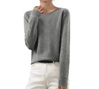 Women's Jumpers Lightweight Fine Knit Pullover Elegant Solid Color Sweater Long Sleeves O-Neck Knitwear Basic Women's Tops for Everyday Wear, Light Gray, XL