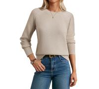 Women's Jumpers Long Sleeve Merino Wool Blend Sweater Crew Neck Classic Knitwear for Fall Winter Apricot XL