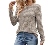 Women's Jumpers Long Sleeve V Neck Casual Jumper Lightweight Ribbed Knit Sweatshirt Solid Loose Fit Sweaters Trendy Elegant Tunic Tops for Jeans Work Office Party Shirts S-XXL Sale
