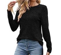 Women's Jumpers Long Sleeve V Neck Casual Jumper Lightweight Ribbed Knit Sweatshirt Solid Loose Fit Sweaters Trendy Elegant Tunic Tops for Jeans Work Office Party Shirts S-XXL Sale