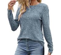 Women's Jumpers Long Sleeve V Neck Casual Jumper Lightweight Ribbed Knit Sweatshirt Solid Loose Fit Sweaters Trendy Elegant Tunic Tops for Jeans Work Office Party Shirts S-XXL Sale