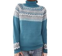 Women's Jumpers Loose fit Knitted Crewneck Long Sleeve Icelandic Fair Isle Ladies Norwegian Jumpers Sweaters for Women (Light Blue, M)
