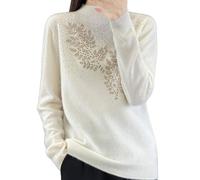 Women's Jumpers Merino Wool Cashmere Semi Turtle Neck Knitted Ladies Sweater Long Sleeve Solid Color Fashion Pullover Autumn and Winter Warm Slim Sweater Jumpers for Women UK
