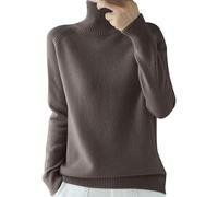 Women's Jumpers Merino Wool Cashmere Semi Turtle Neck Knitted Ladies Sweater Long Sleeve Solid Color Fashion Pullover Autumn and Winter Warm Slim Sweater Jumpers for Women UK