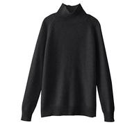 Women's Jumpers Merino Wool Cashmere Semi Turtle Neck Knitted Ladies Sweater Long Sleeve Solid Color Fashion Pullover Autumn and Winter Warm Slim Sweater Jumpers for Women UK Black