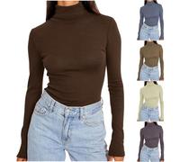 Womens Jumpers Plain Cotton Polo Turtle Roll Neck Tunic Top Long Sleeve Sweatshirt Ladies Winter Clothes Pullover Sweaters Women Baselayer Top Thermal Underwear Slim Fit Warm Easy Care Fall Winter