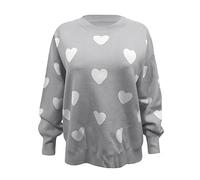 Women's Jumpers Women's Casual Knitted Sweater Long Sleeved Love Sweater Loose Top Women's Fashion Pullover Women's Clothing Xmas Jumpers for Women UK Plus Size Travel Essentials Oversized Sweater