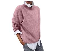Women's Jumpers Zip Long Sweaters Friendship Gifts for Women Formal Sleeve Women's Long Top Blouse Fashion Color Sweater Holiday Winter Solid Women's Blouse Bargains of The Day Sale Pink