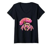 Women's Jumping Spider Cute Mom Flower V-Neck T-Shirt