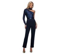 Women's jumpsuit Goddiva One Shoulder Sequin Bleu 42