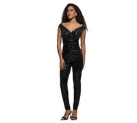 Women's jumpsuit Goddiva Sequin Velvet Bardot Noir 38