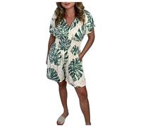Women's Jumpsuit Jumpsuit Sleeveless Summer Flower Muser Elegant Playsuit Romper with Pockets Wide Leg Overall Short Romper Summer Trouser Suit Playsuit Wrap Look Summer Short Romper, White, 3XL