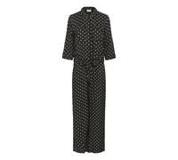KAFFE Women's Print Jumpsuit with 3/4 Sleeves Wide Legs, Black Tie/Dot AOP, UK 16