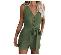 Women's Jumpsuits Long Summer Short Sleeves - Romper Tummy Control Elegant Monochrome Playsuits Wide Legged Comfortable Jumpsuit Festival Wedding Bodycon High Waisted Long Beach Dresses, Green, M