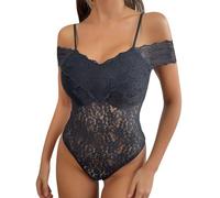 Women'S Jumpsuits & Playsuits Plus Size, Playsuits For Women Uk Holiday Jump Suit Jumpsuits Lingerie For Women Lace Bodysuit Teddy V Neck Mini Sleepwear (Black L)