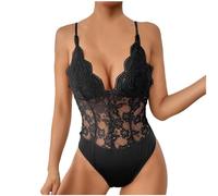 Women'S Jumpsuits & Playsuits Sexy, Playsuits For Women Uk Overalls Jumpsuits Women'S Solid Color Mesh Stitching Lace Pattern Slim Fit And Thin Texture All Purpose Inner Jumpsuit (Black M)