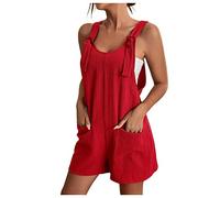 Women's Jumpsuits & Playsuits UK Clearance,Ladies Summer Sleeveless Spaghetti Strap Romper with Pockets Dungarees,Casual Loose Fit Overalls,Comfortable One Piece Outfit for Daily,Beach,Vacation S-5XL