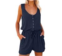 Women's Jumpsuits & Playsuits UK Clearance Summer Scoop Neck Sleeveless Cool Tank Top Elegant Petite Short Jumpsuit Rompers Playsuits Ladies