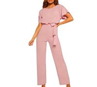 Women's Jumpsuits & Playsuits Womens Jumpsuit Dressy Plain One Piece Pants Jumpsuits Elegant High Waist V/Boat Neck Short/Long Sleeve Playsuit Loose All in One Rompers Elegant Jumpsuit Summer