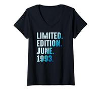 Women's June 1993 Year 1993 Retro 1993 Vintage Limited Edition V-Neck T-Shirt
