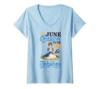Women's June Queen 1976 Over 50 Years Old and Fabulous Birthday Cake V-Neck T-Shirt