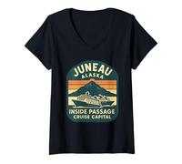 Womens Juneau Alaska Cruise Capital Shirt Inside Passage Souvenir V-Neck T-Shirt