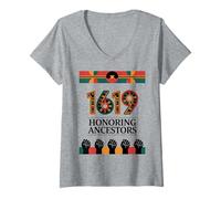 Womens Juneteenth 1619 Honoring Anscetors Black History Month V-Neck T-Shirt