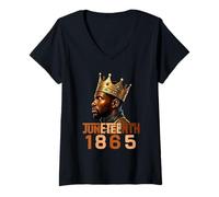 Women's Juneteenth Black King 1865 Melanin Dad Men V-Neck T-Shirt