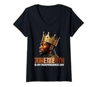 Women's Juneteenth Black King Independence Day Melanin Dad Men V-Neck T-Shirt