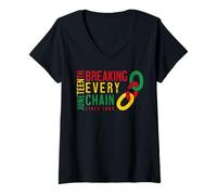 Women's Juneteenth Breaking Every Chain V-Neck T-Shirt